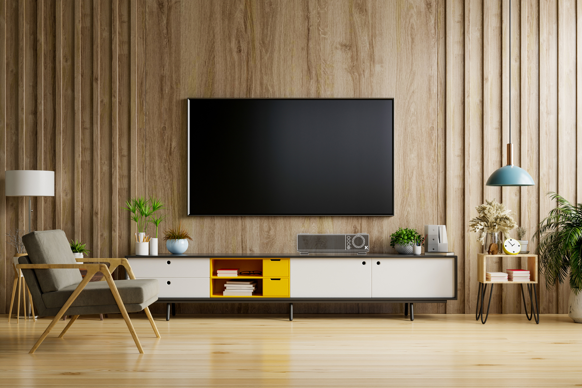 Forte Placed on TV Furniture - Fully Visible